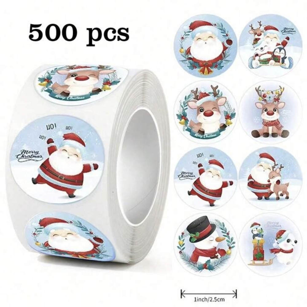 Holiday Assorted Stickers 1" - 500 Count NIP